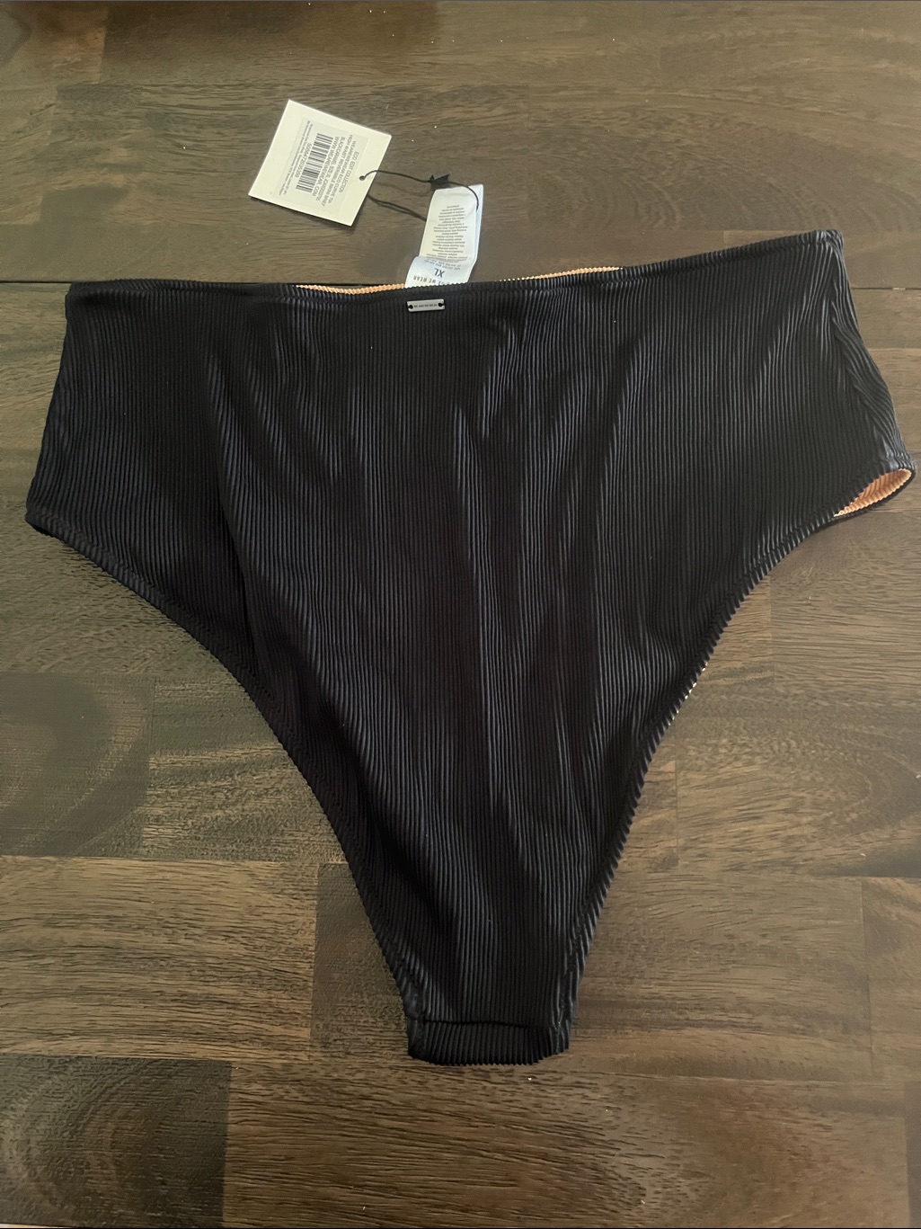 We Are We Wear Tia High Waist Reversible Bikini Brief Black Caramel Xl 16 18 Nwt — image 2 of 8
